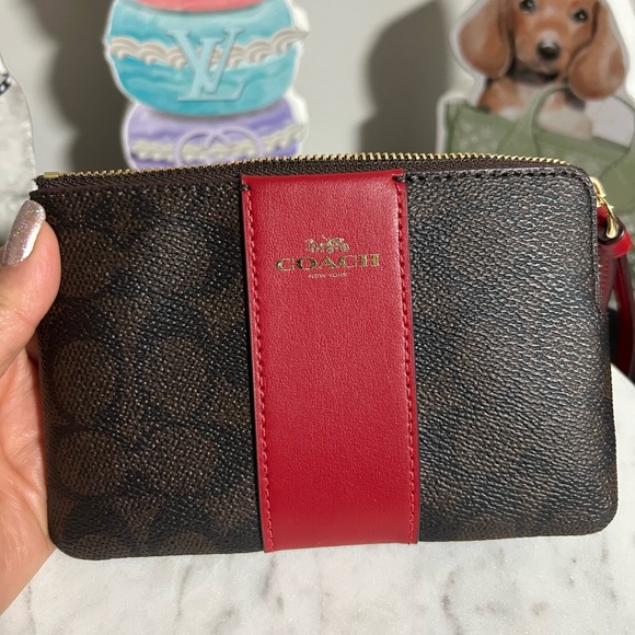 Coach Brown and Red Wristlet Clutch - Picture 2 of 8